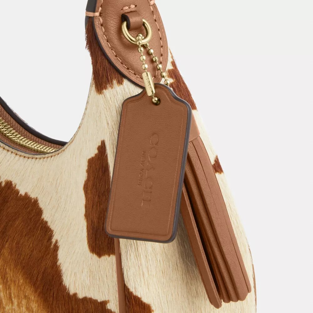 Emily Shoulder Bag in Haircalf with Cow Print
