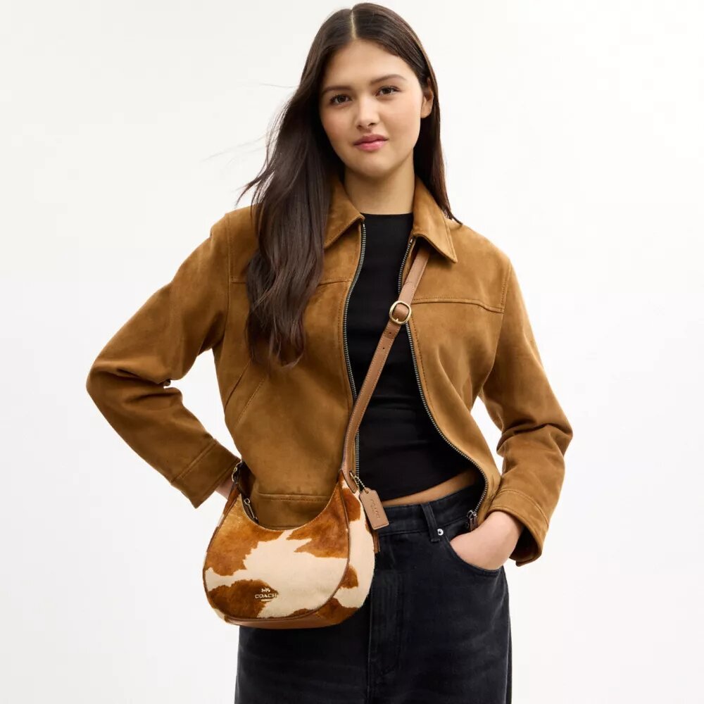 Emily Shoulder Bag in Haircalf with Cow Print