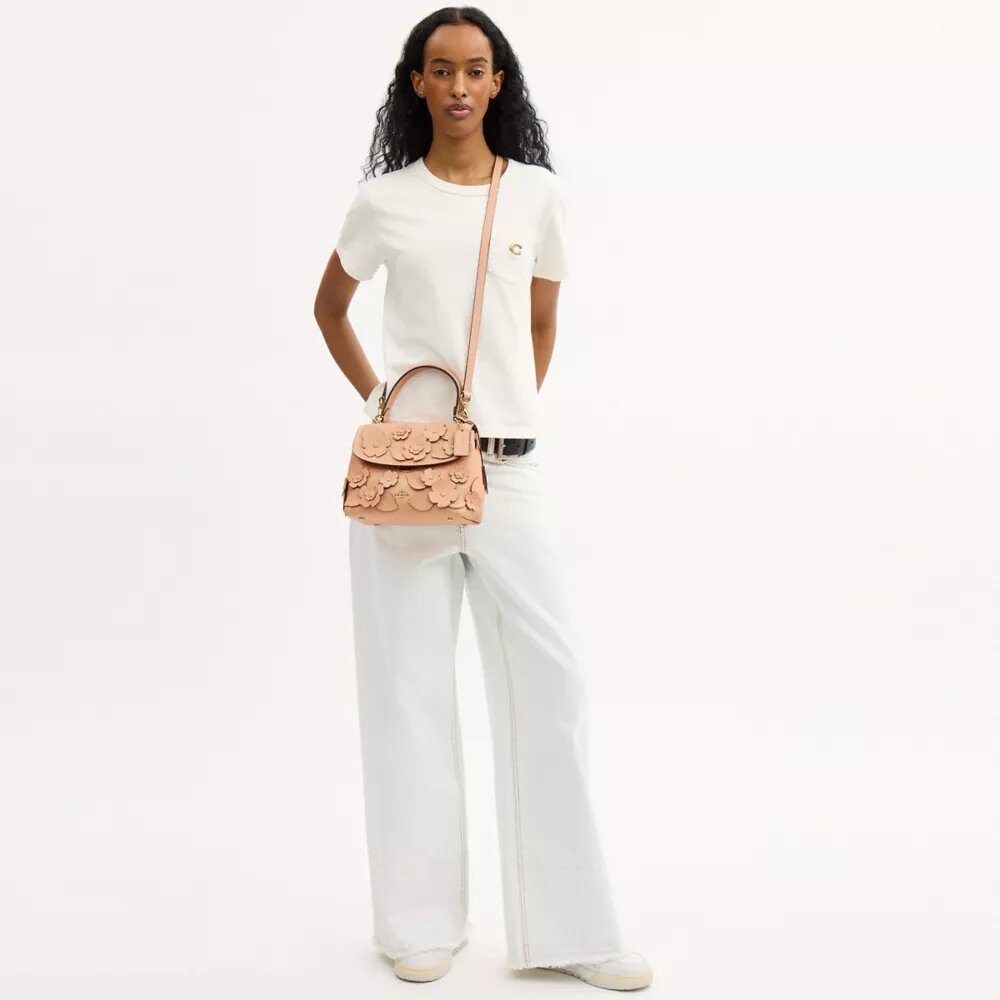 Emory Top Handle Bag with Floral Applique