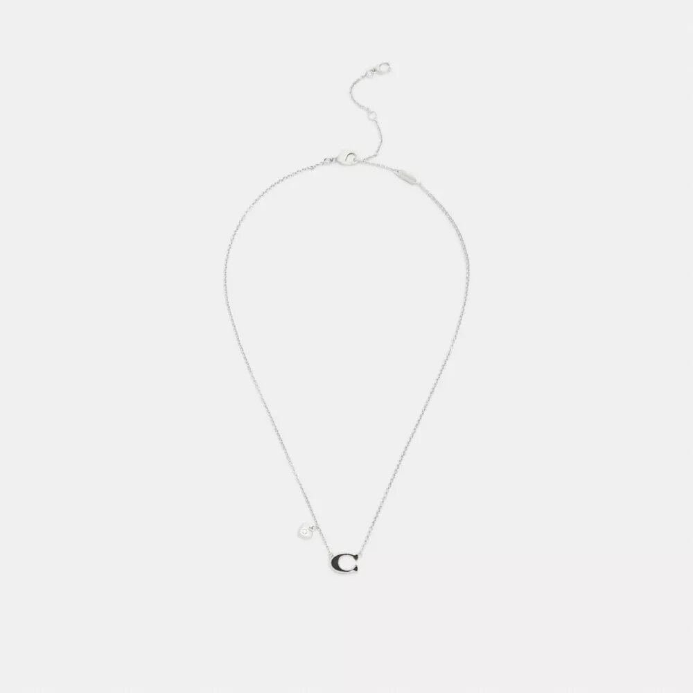 Enamel Signature Heart Charm Pendant Necklace