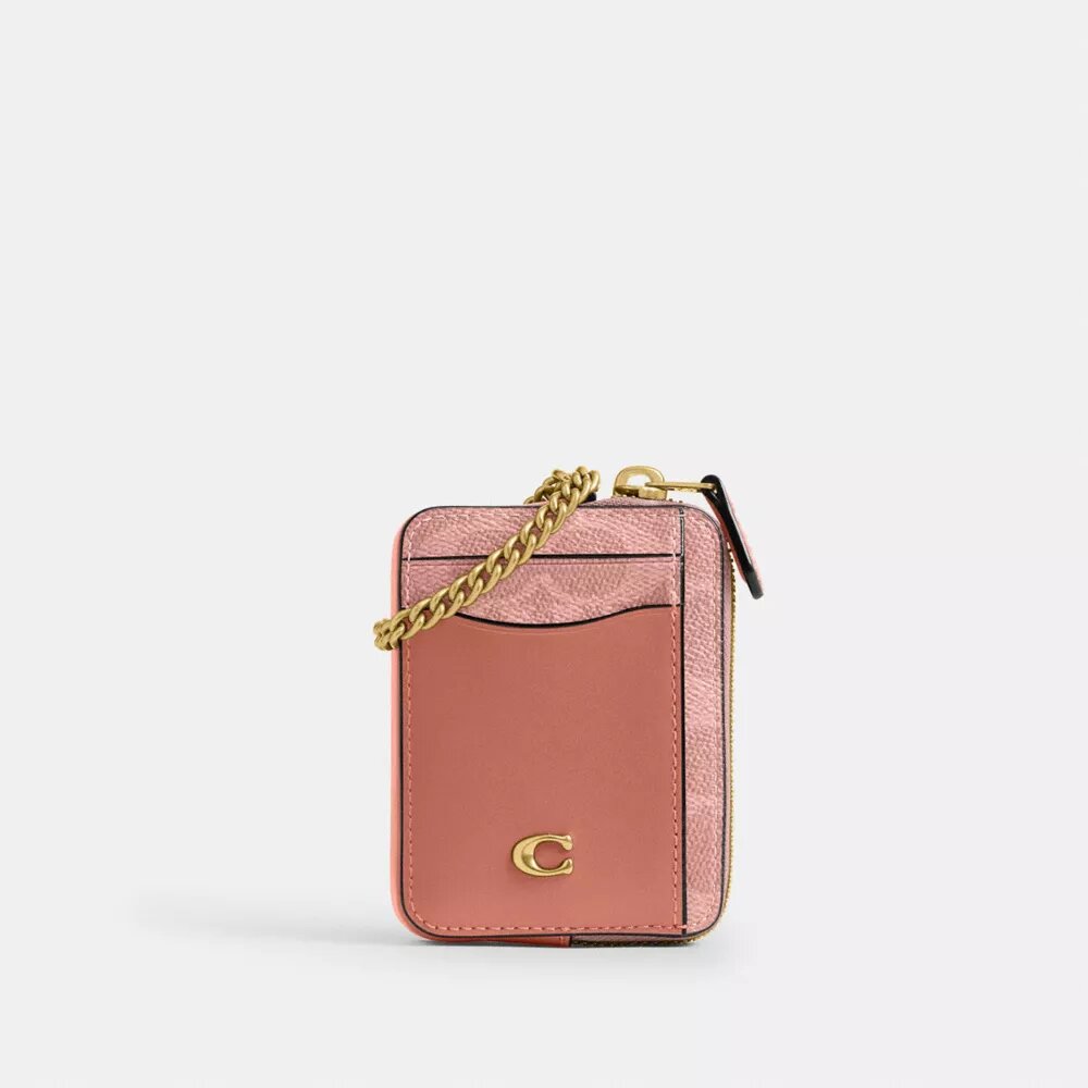 Essential Chain Card Case in Signature Canvas