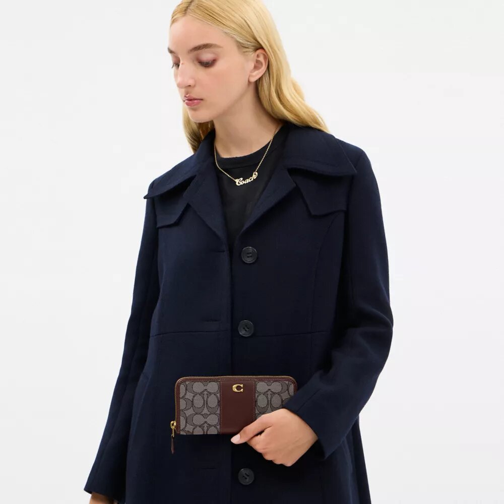 Essential Slim Accordion Zip Wallet in Signature Jacquard