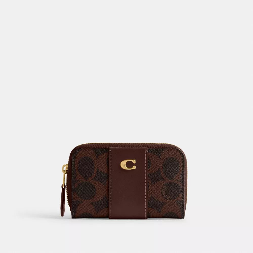 Essential Small Zip Around Card Case in Signature Canvas