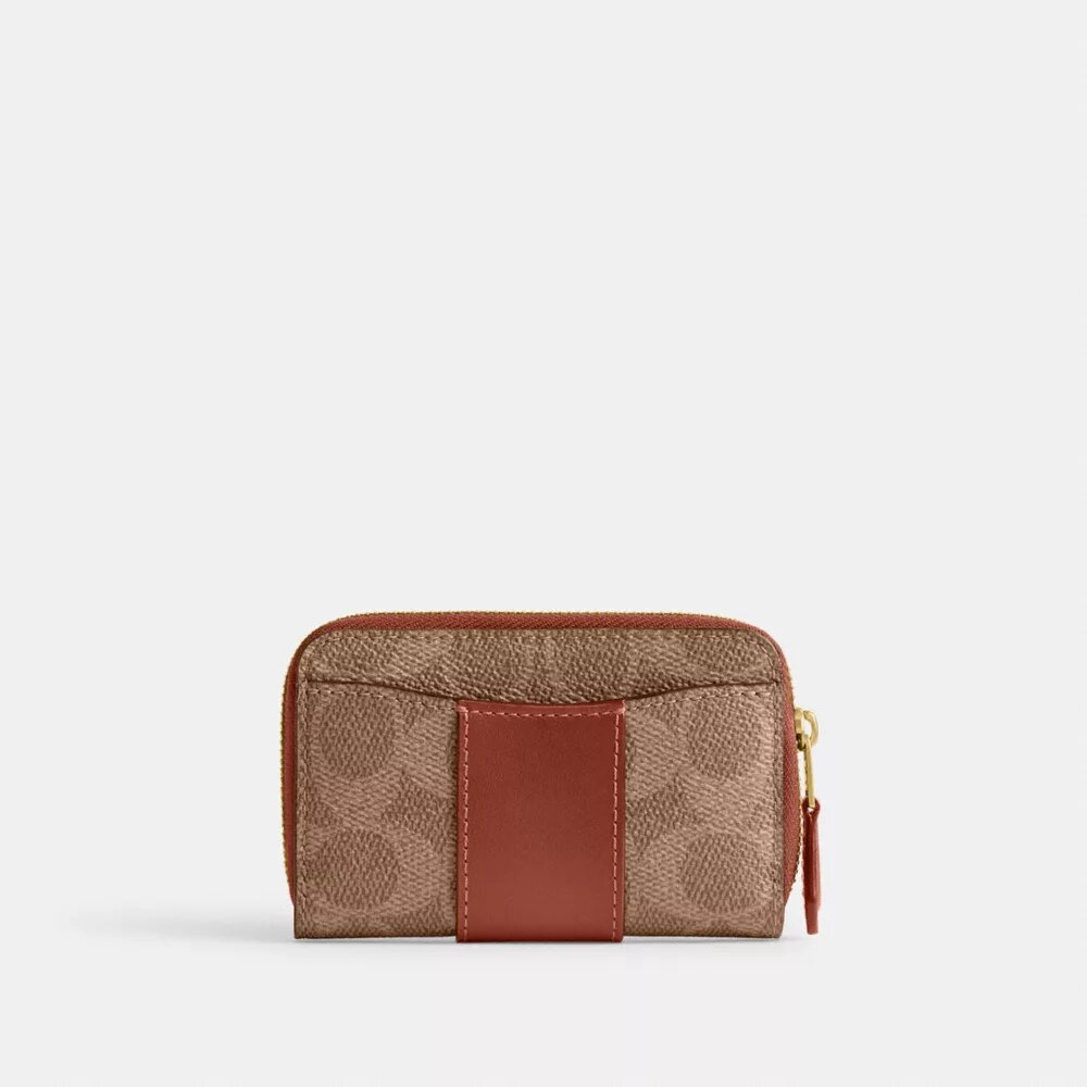 Essential Small Zip Around Card Case in Signature Canvas