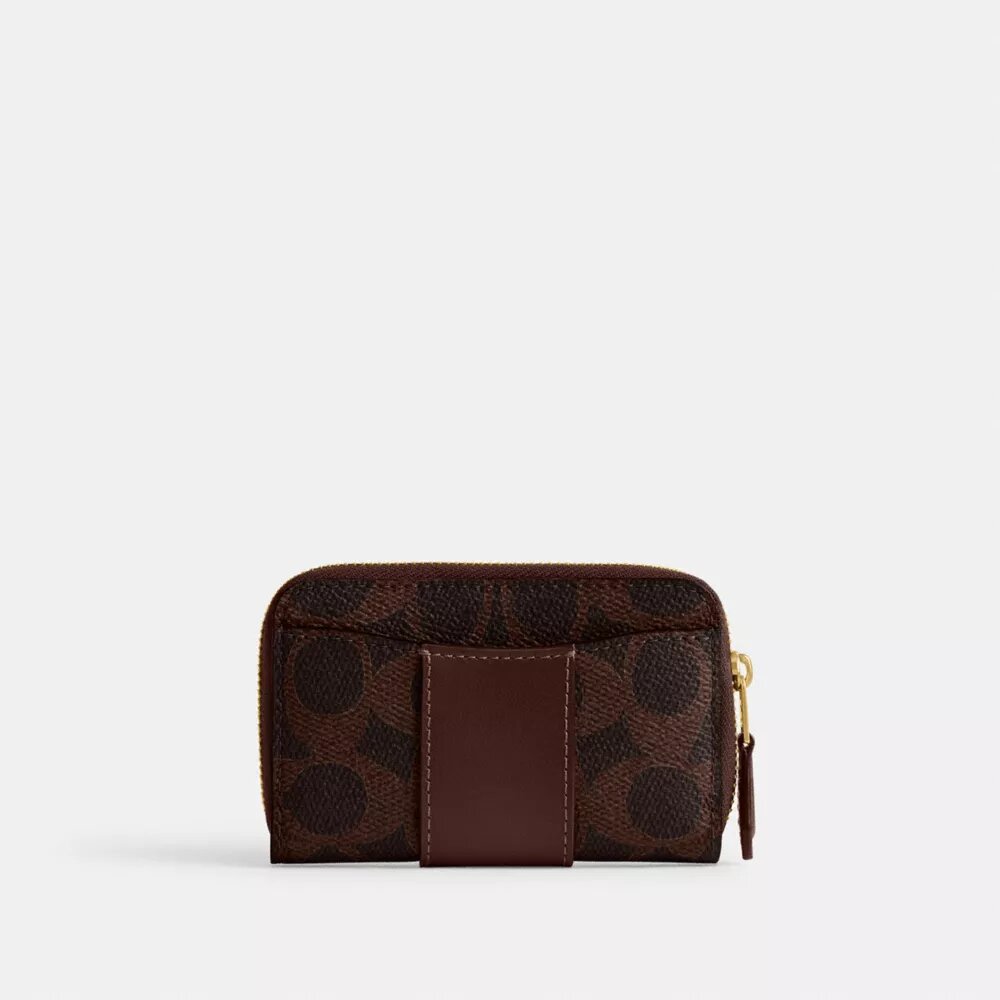 Essential Small Zip Around Card Case in Signature Canvas