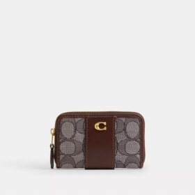 Essential Small Zip Around Card Case in Signature Jacquard