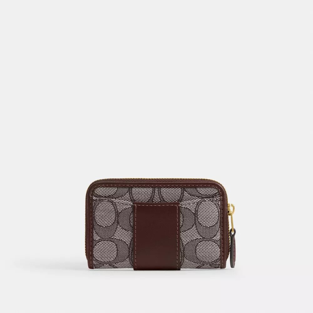 Essential Small Zip Around Card Case in Signature Jacquard