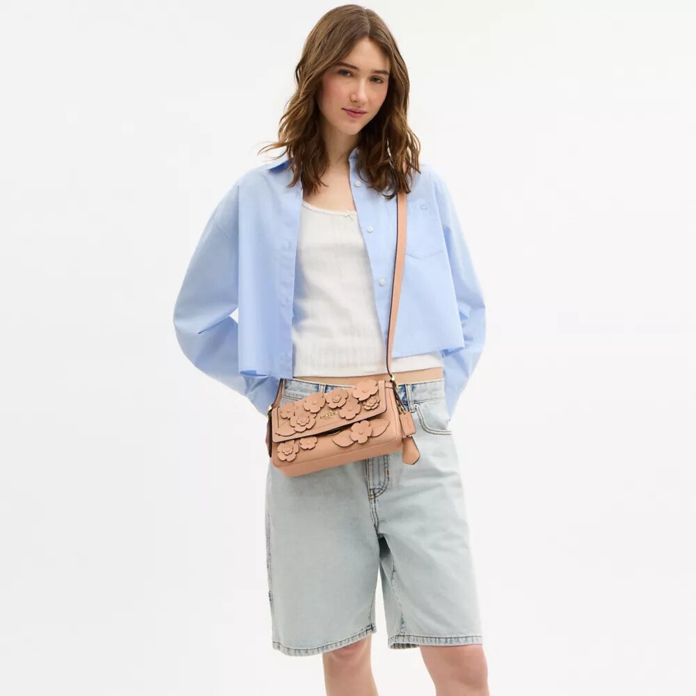 Etta Small Flap Shoulder Bag with Floral Applique