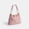 Evelyn Shoulder Bag in Loved Denim with Quilting and Charm