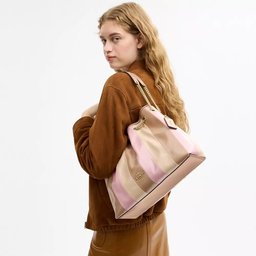 Evelyn Shoulder Bag with Striped Patchwork