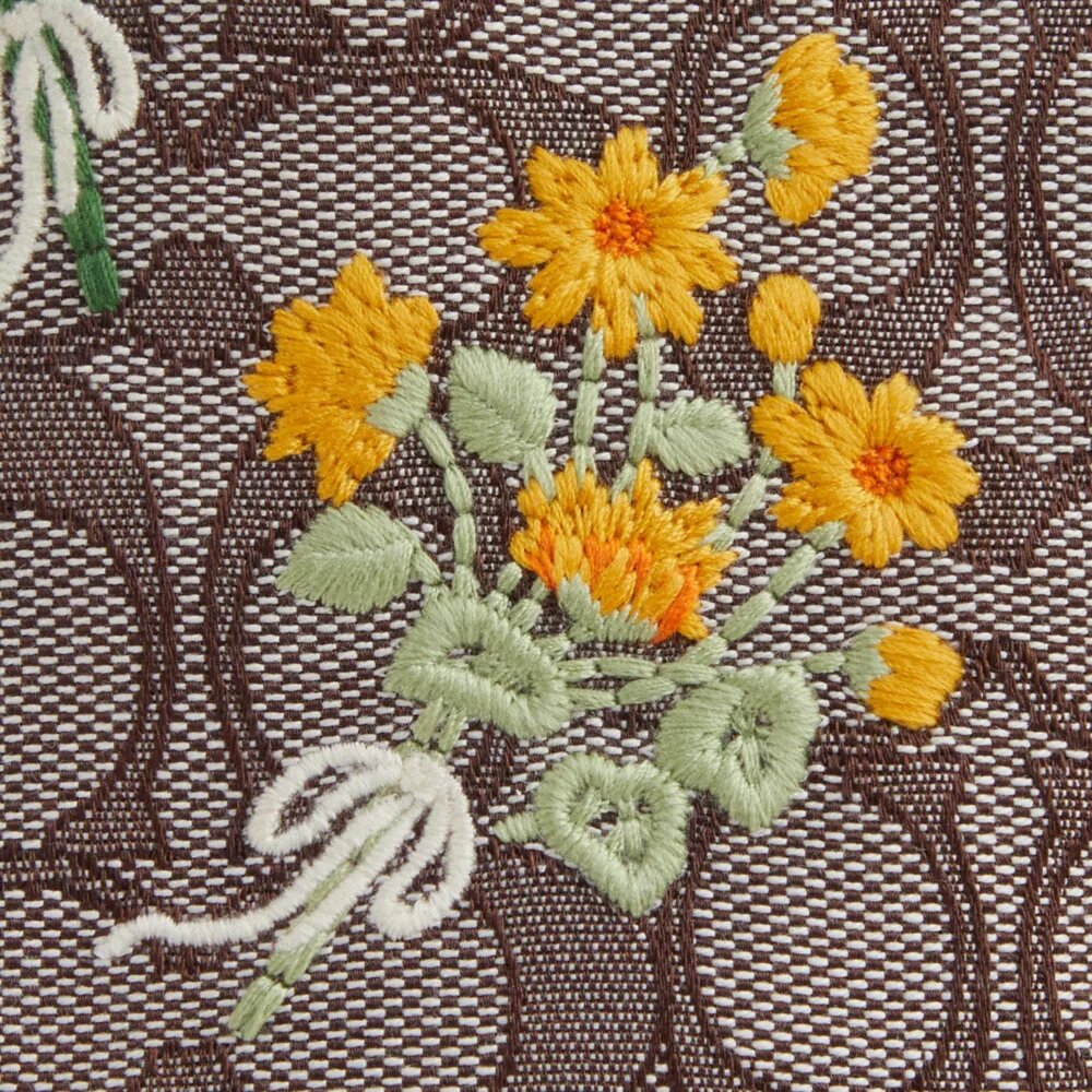Faye Mini Drawstring Bag in Signature Jacquard with Floral Embroidery