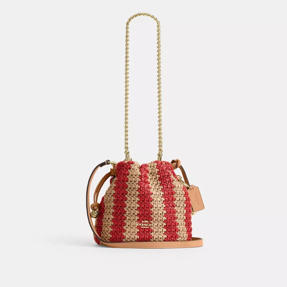 Faye Mini Drawstring Bag with Stripes