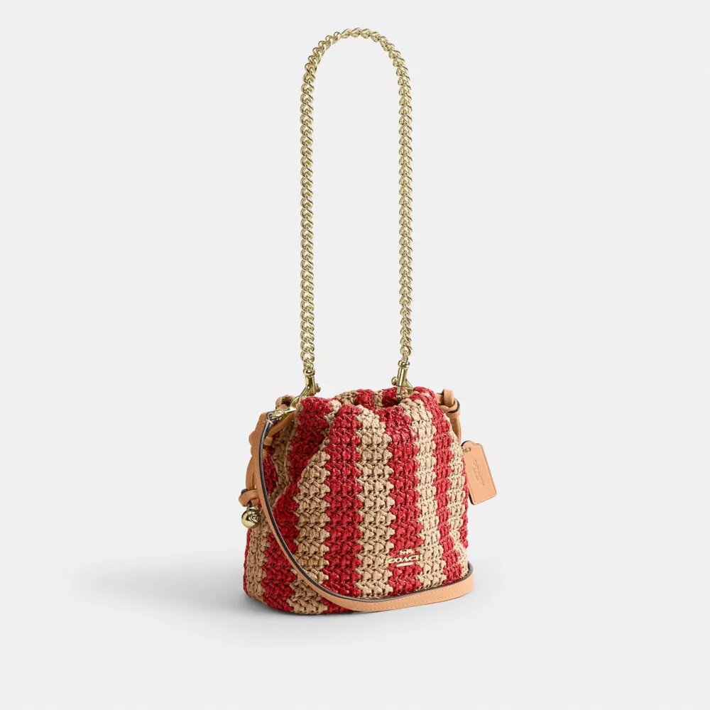 Faye Mini Drawstring Bag with Stripes