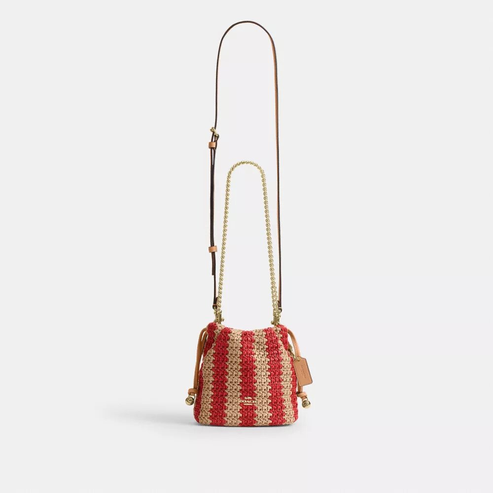 Faye Mini Drawstring Bag with Stripes