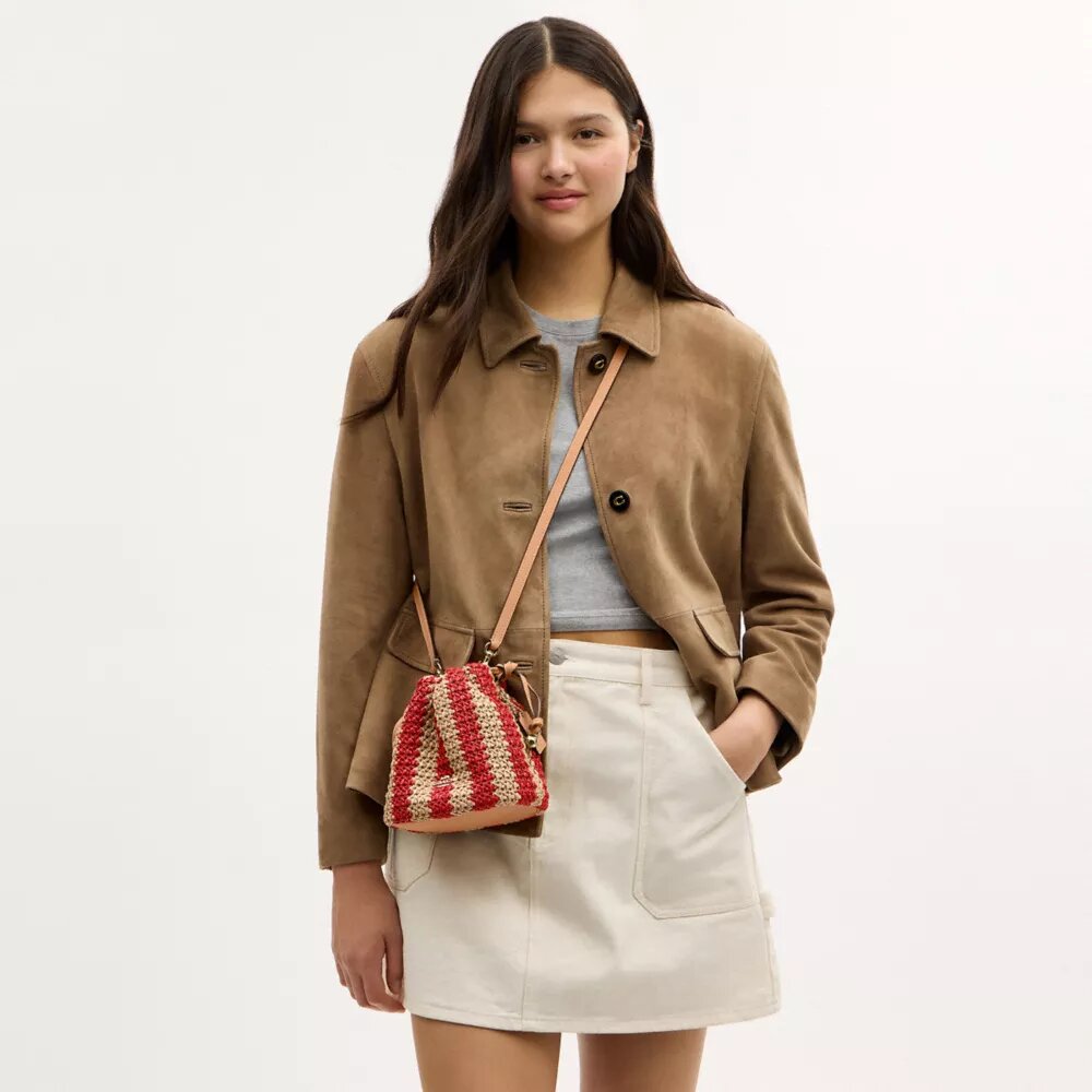 Faye Mini Drawstring Bag with Stripes