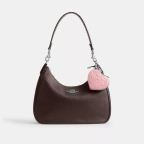 Heart Bag Charm in Signature Leather with Heart Charm