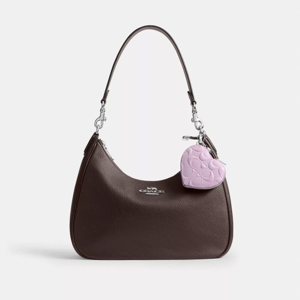 Heart Bag Charm in Signature Leather with Heart Charm