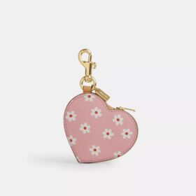 Heart Bag Charm with Floral Print