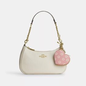 Heart Bag Charm with Floral Print