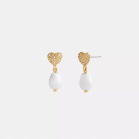 Heart Pearl Drop Earrings