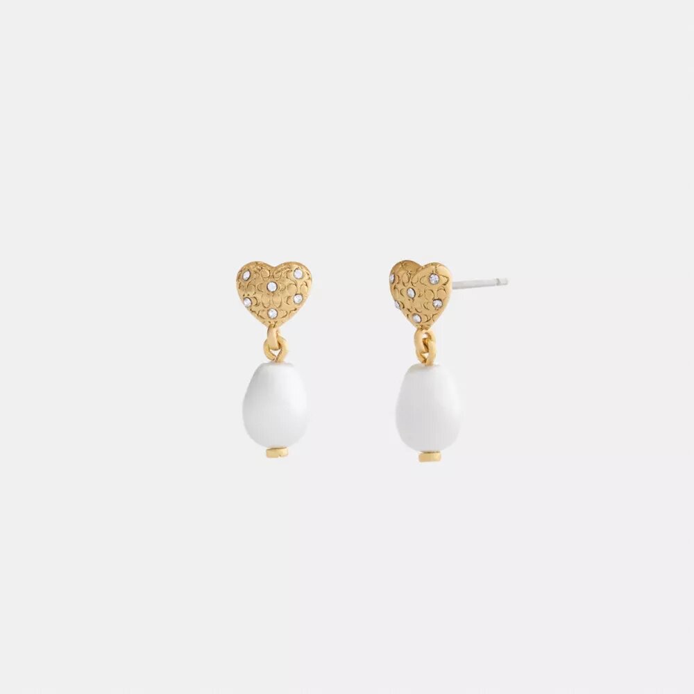 Heart Pearl Drop Earrings