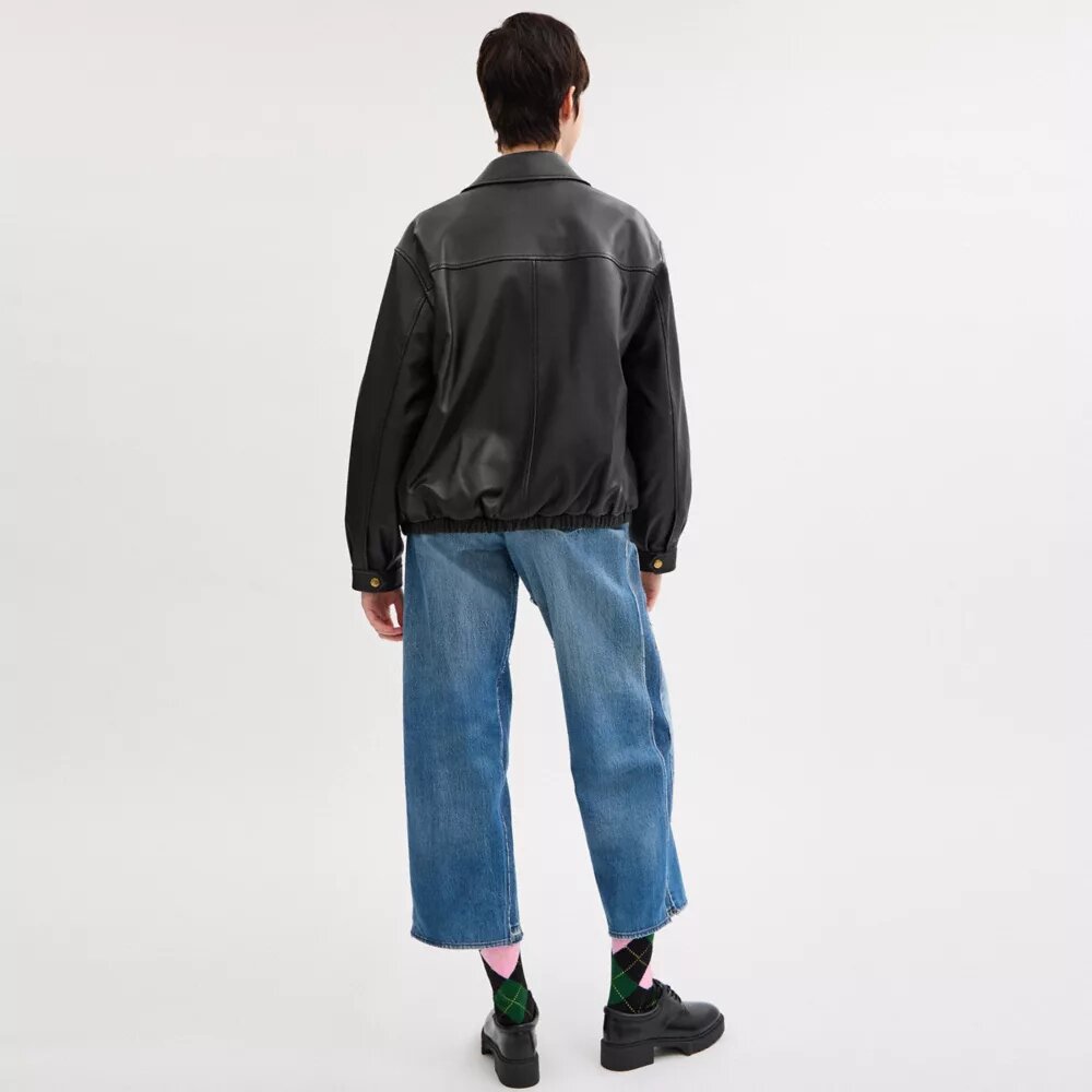 Heritage C Plaque Oversized Leather Jacket