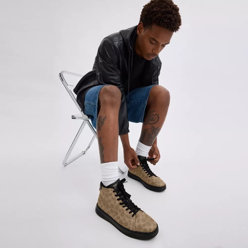 High Line High Top Sneaker in Signature Canvas
