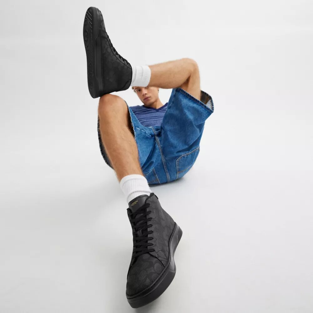 High Line High Top Sneaker in Signature Canvas