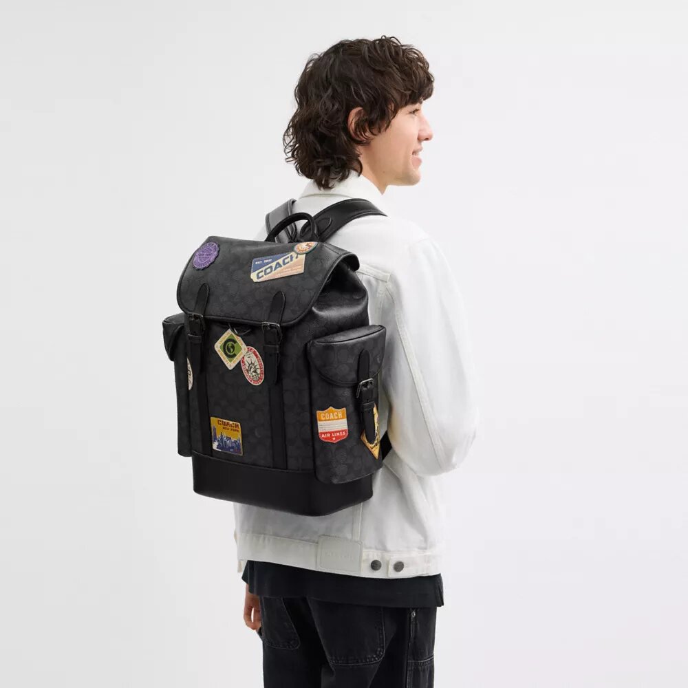 Hitch Backpack in Signature Canvas with Patches