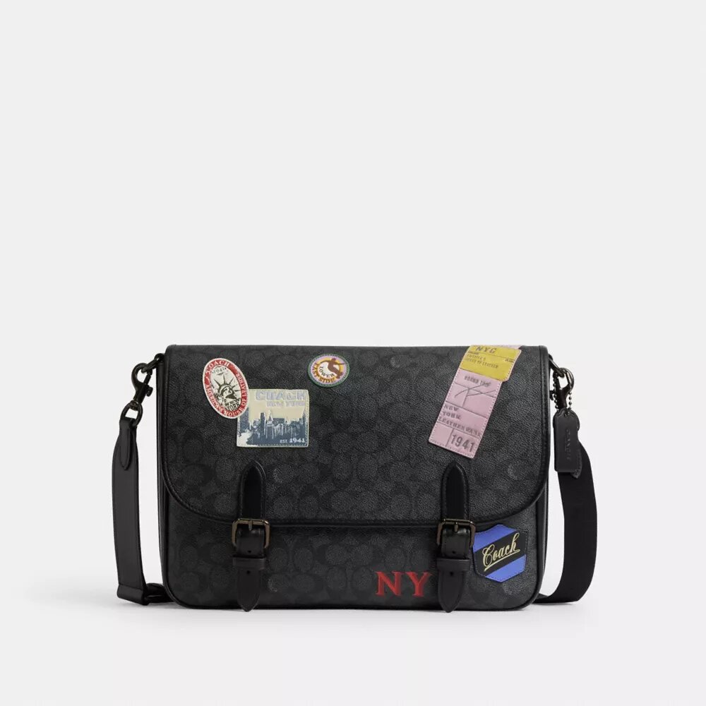 Hitch Messenger Bag in Signature Canvas with Patches