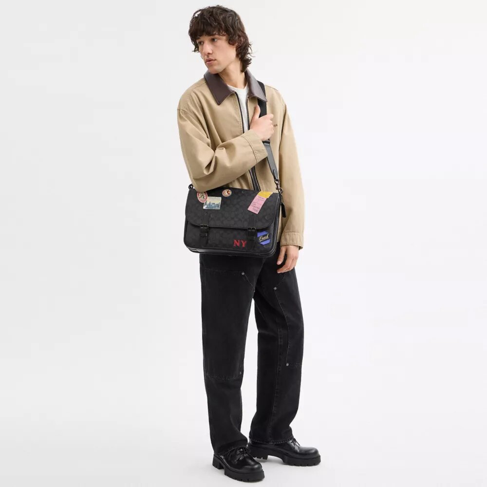 Hitch Messenger Bag in Signature Canvas with Patches