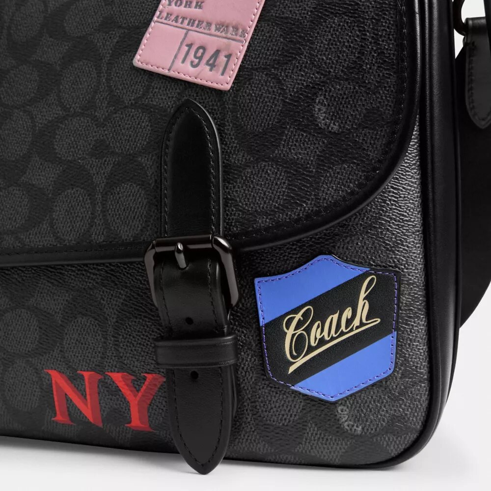 Hitch Messenger Bag in Signature Canvas with Patches