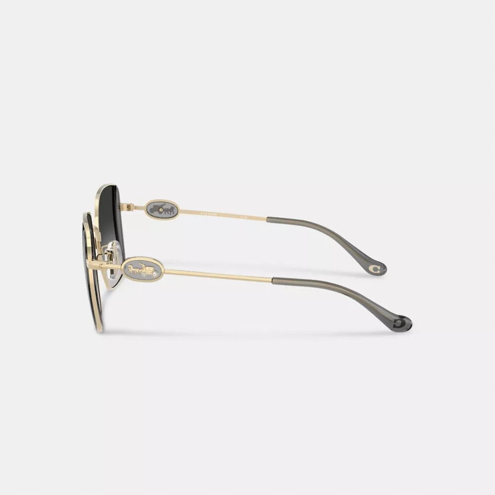 Horse and Carriage Metal Oversized Square Sunglasses