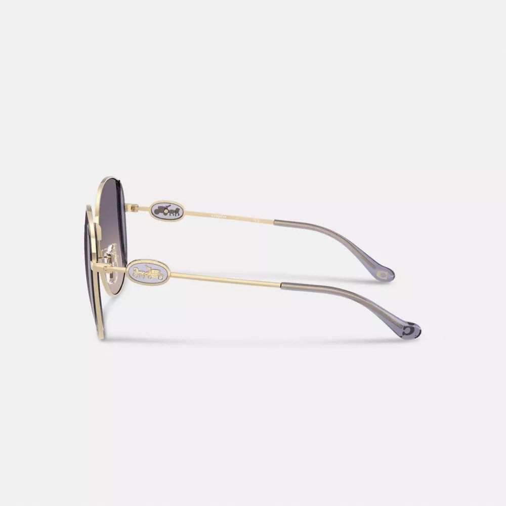 Horse and Carriage Metal Round Sunglasses
