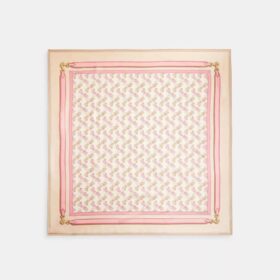 Horse and Carriage Strap Print Silk Square Scarf