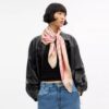 Horse and Carriage Strap Print Silk Square Scarf