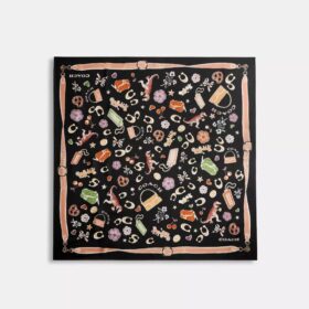 Iconic Motifs Print Silk Square Scarf