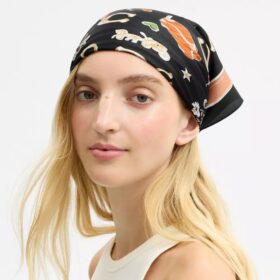 Iconic Motifs Print Silk Square Scarf