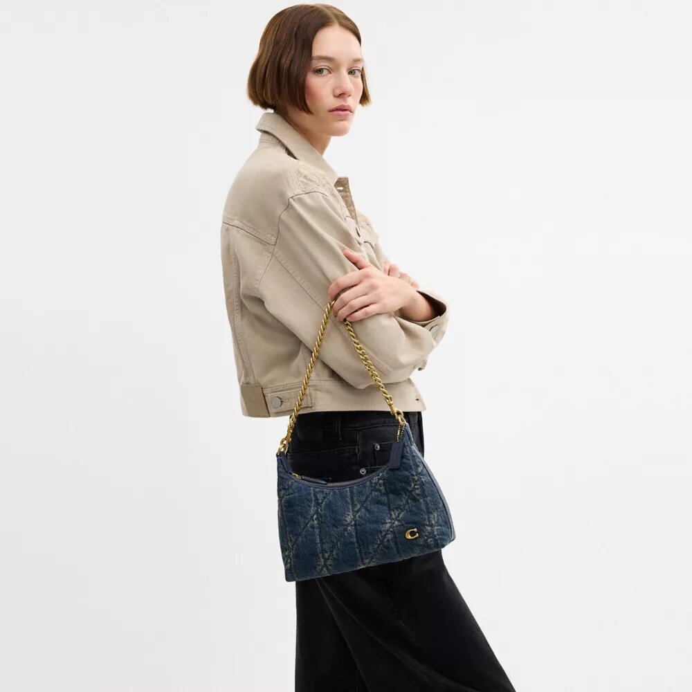 Juliet Shoulder Bag 25 in Regenerative Cotton Denim with Quilting