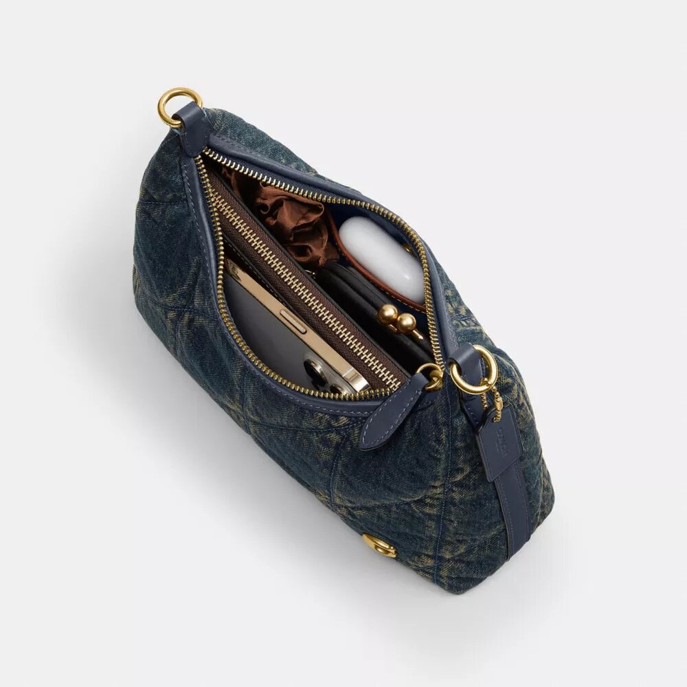 Juliet Shoulder Bag 25 in Regenerative Cotton Denim with Quilting