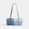 Kisslock Barrel Bag 28 in Repurposed Denim
