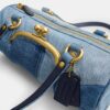 Kisslock Barrel Bag 28 in Repurposed Denim