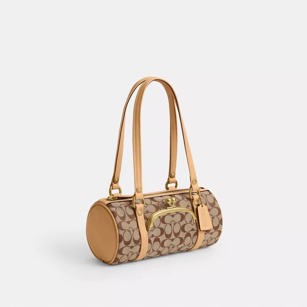 Kisslock Barrel Bag 28 in Signature Jacquard