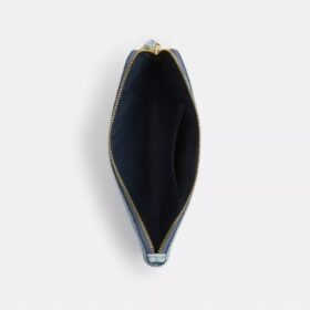 Large Corner Zip Wristlet in Loved Denim