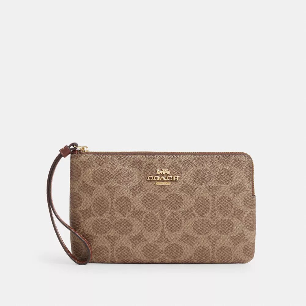 Large Corner Zip Wristlet in Signature Canvas