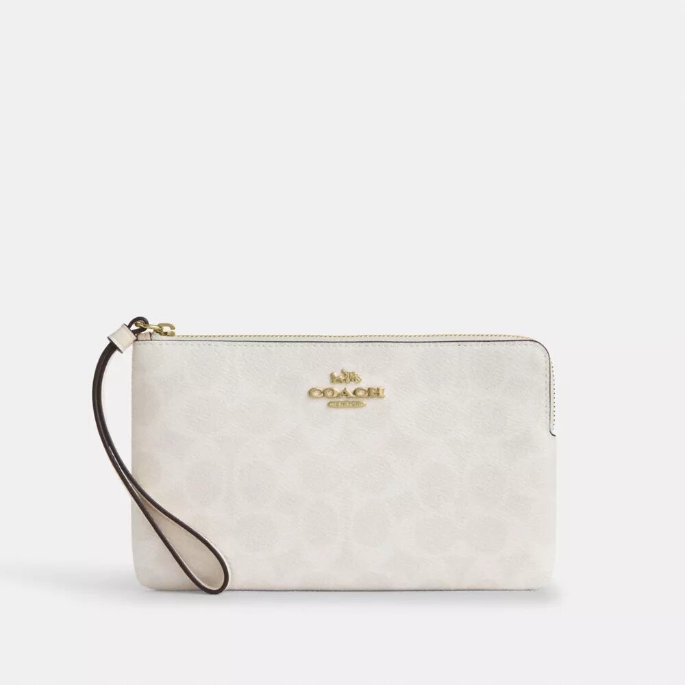 Large Corner Zip Wristlet in Signature Canvas