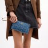 Large Corner Zip Wristlet in Signature Denim