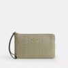 Large Corner Zip Wristlet in Signature Leather