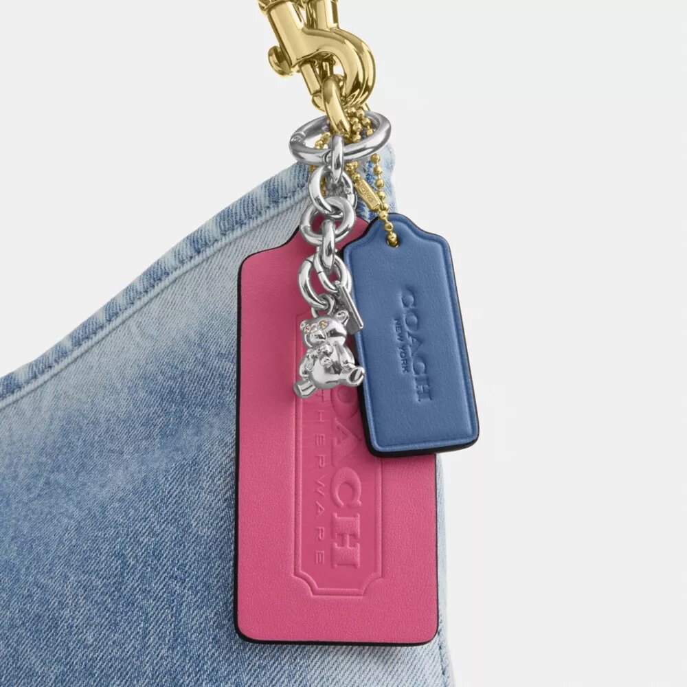 Laurel Shoulder Bag in Loved Denim with Charms