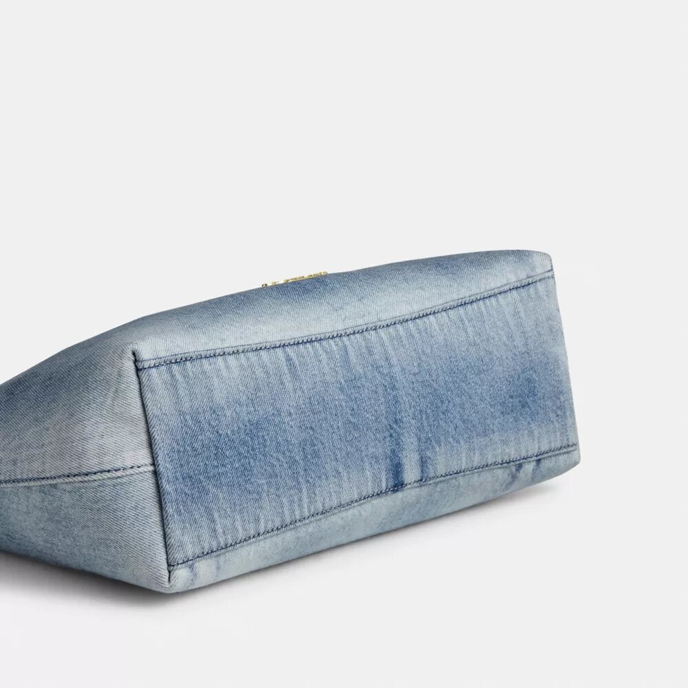 Laurel Shoulder Bag in Loved Denim with Charms